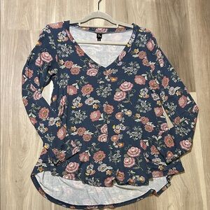 ModCloth Au Fond V-Neck Floral Long Sleeve Top